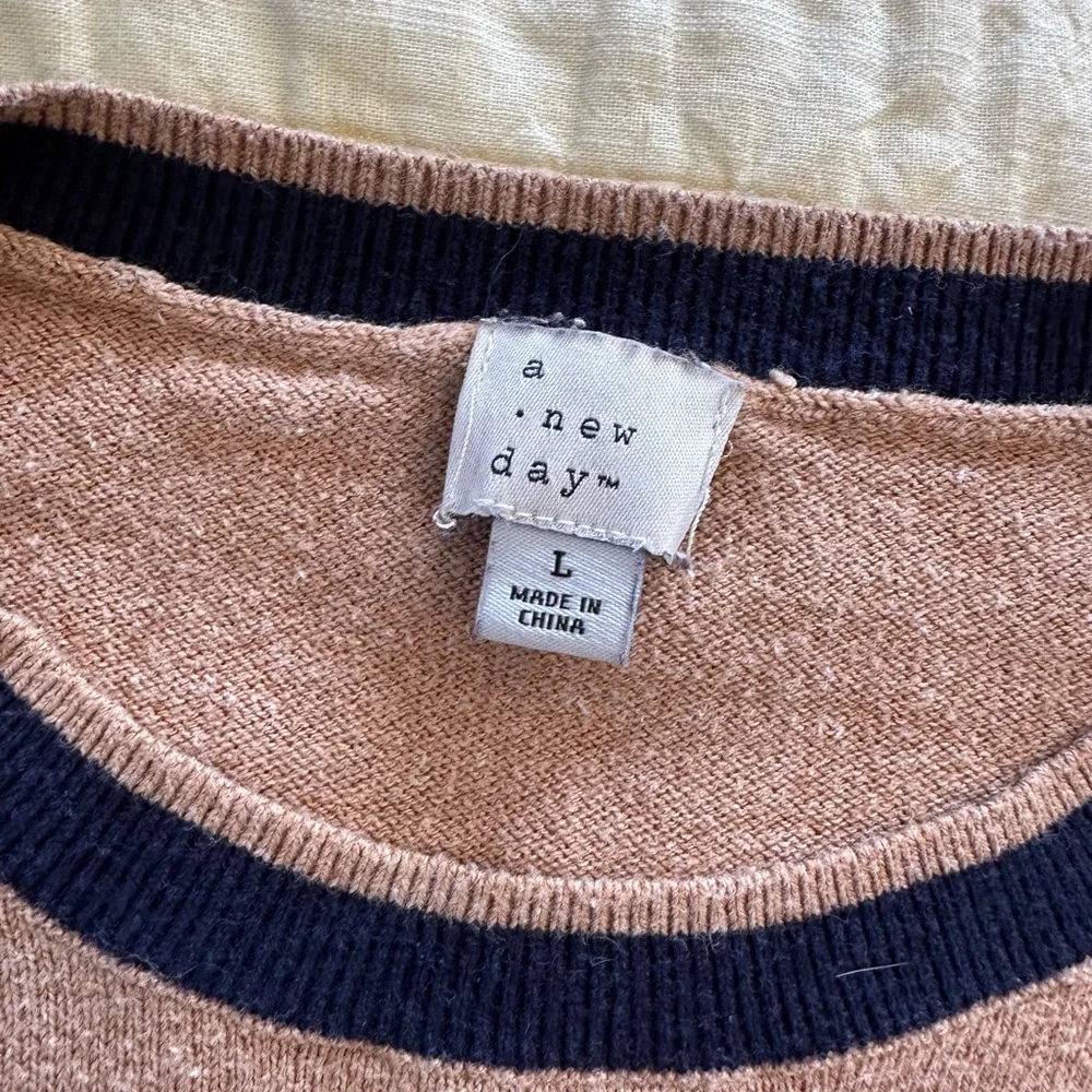 a new day Blue and Tan Crewneck Sweater